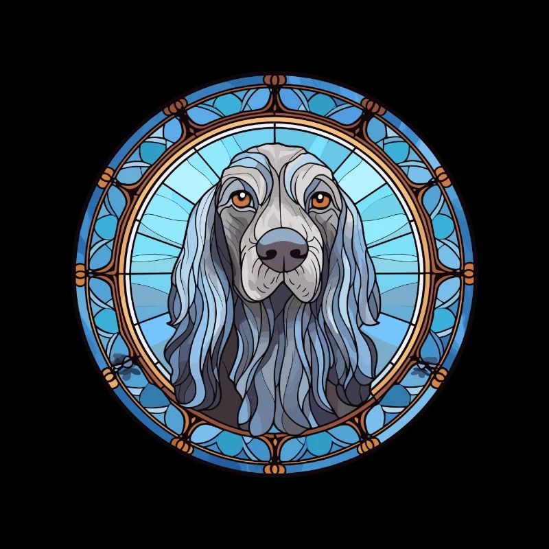 Griffon Bleu De Gascogne chien race vitrail C