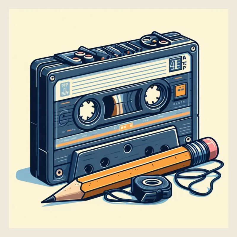 Bleistift und Kassette