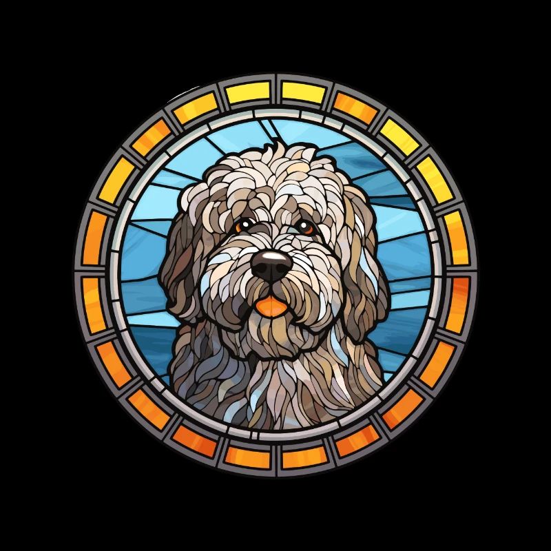 Puli chien race vitrail aquarelle colorée