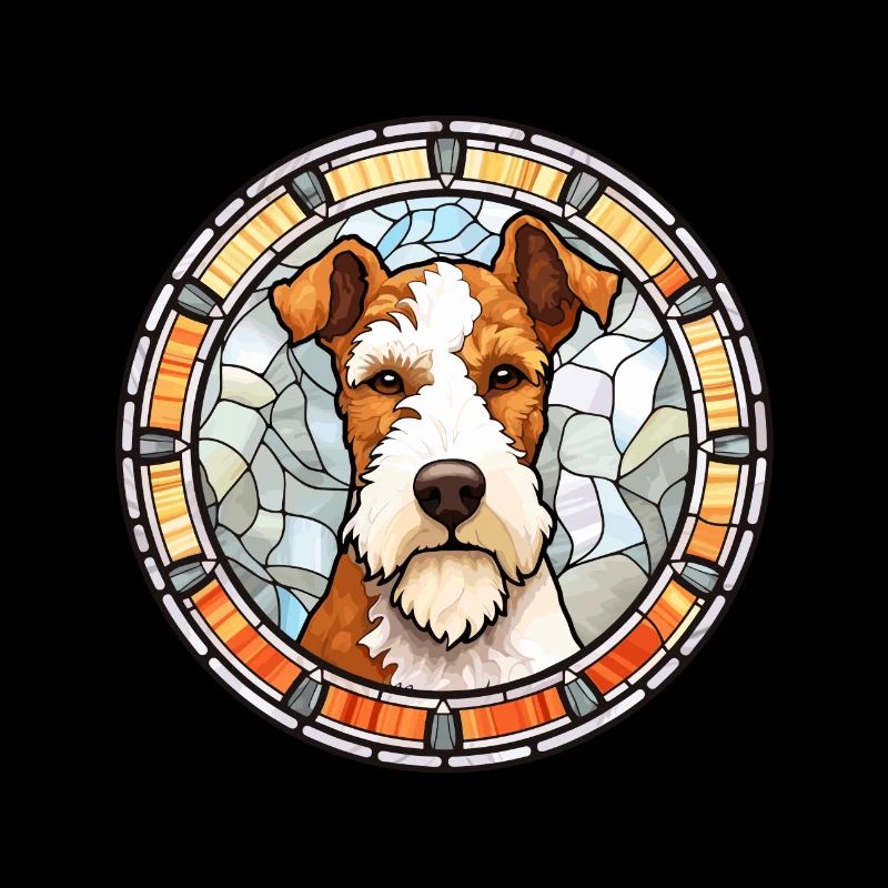 Fil Fox Terrier chien race vitrail coloré