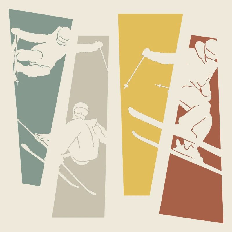 Vintage Retro Skiing