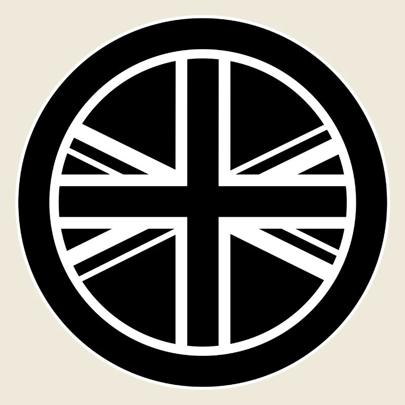 rond UK Union Jack drapeau noir blanc contour mod