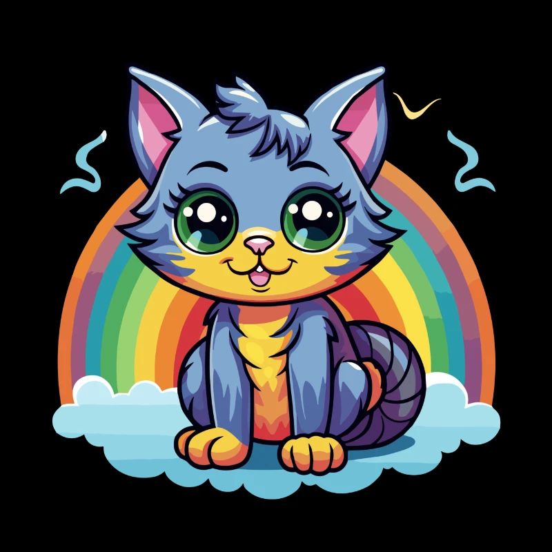 Lebendiges Regenbogenkätzchen-Kunstwerk