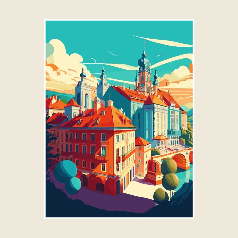 Bratislava Slowakei Vintage Reiseposter Souvenir