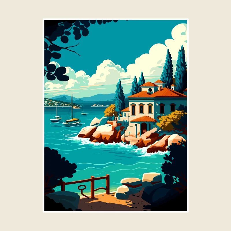 Skiathos Grèce décoration Vintage voyage affiche
