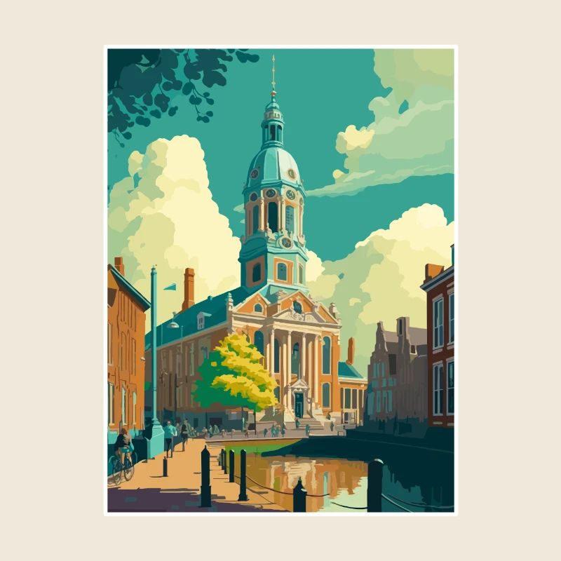 Groningenscape Pays-Bas Vintage affiche de voyage