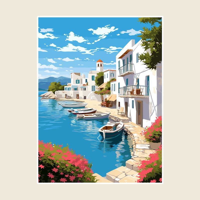 Paros Grèce Décoration Vintage Voyage Affiche WPA
