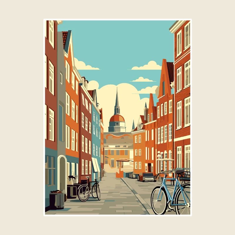 Copenhague Danemark Vintage voyage affiche Souvenir