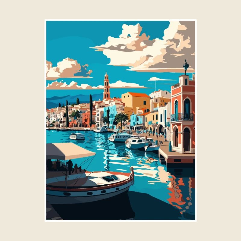 Réthymnon Grèce décoration Vintage voyage affiche