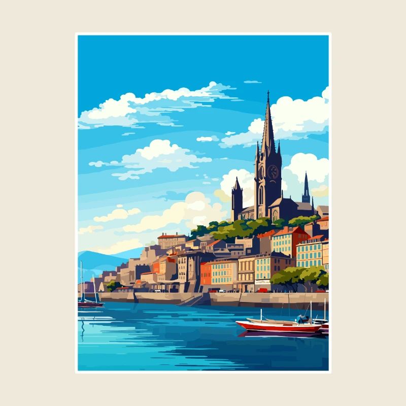 Saint-Jacques-de-Compostelle Espagne Affiche de voyage Vintage