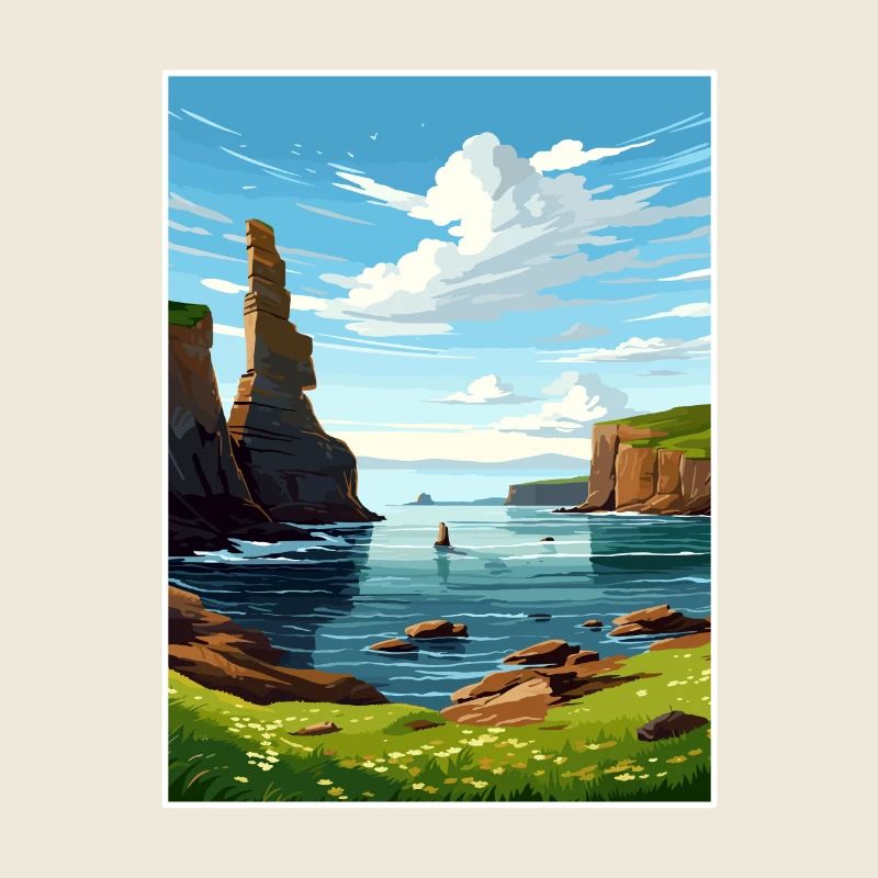 Duncansby Stacks Schottland Vintage-Reiseposter