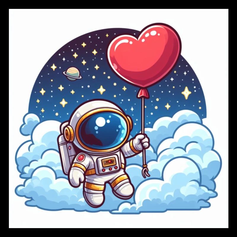 Astronaute ballon coeur