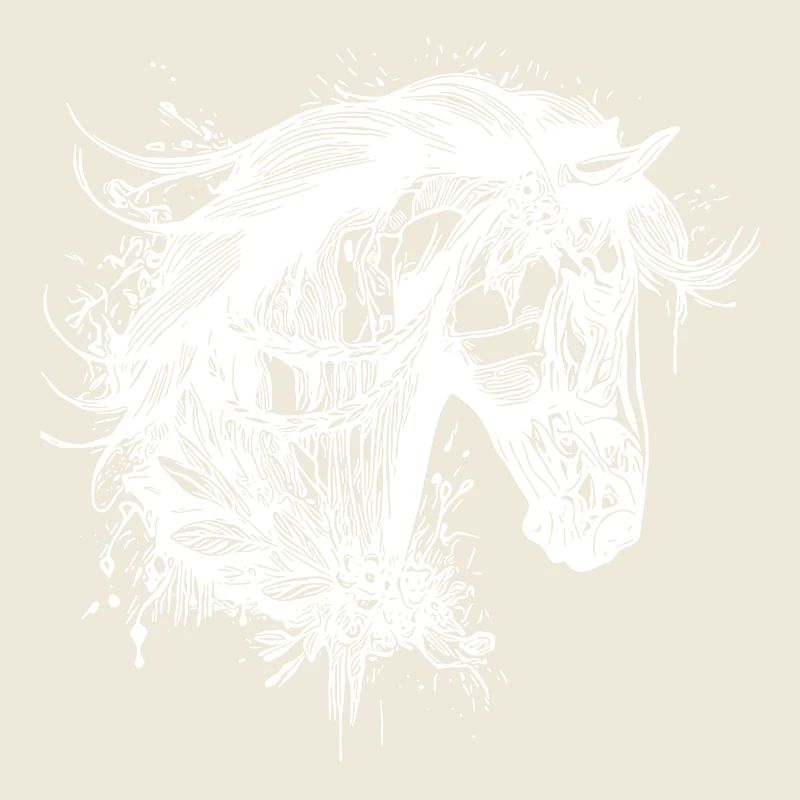 Elegant stallion with mane in flowers tattoo