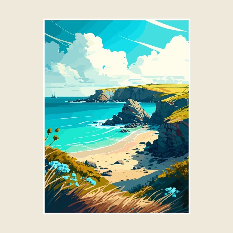 Cornouailles décoration Vintage voyage affiche Souvenir