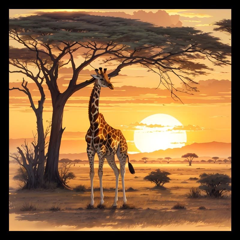 GIRAFFE AT SUNSET
