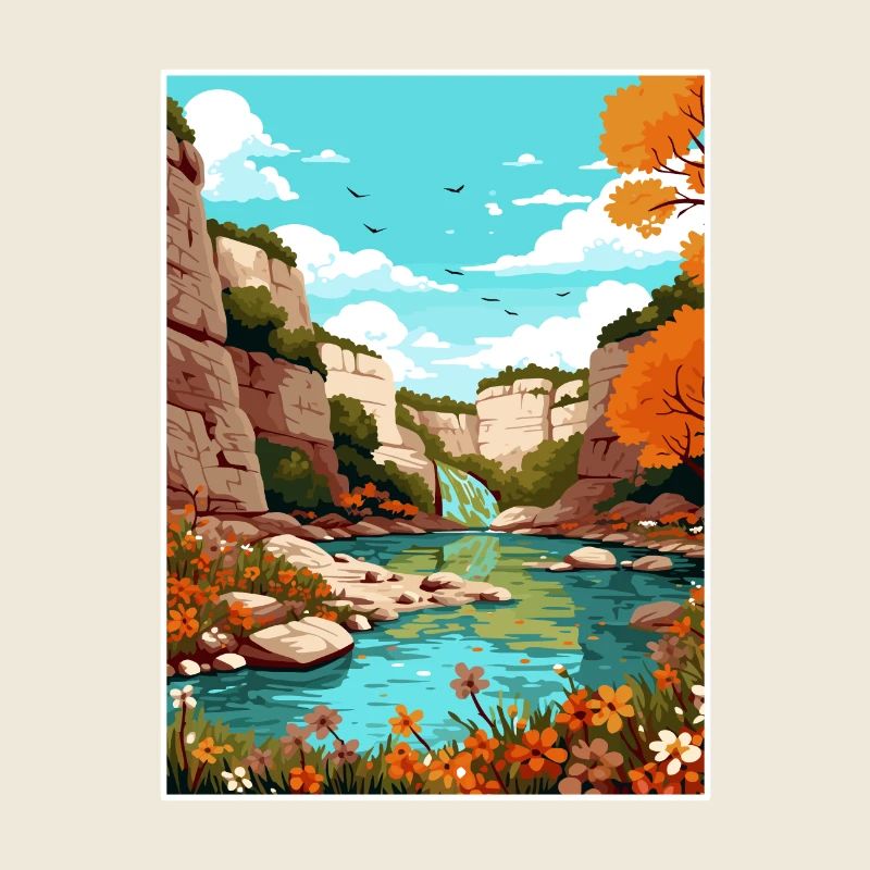 Parc d’État de la rivière Guadalupe Texas affiche de voyage