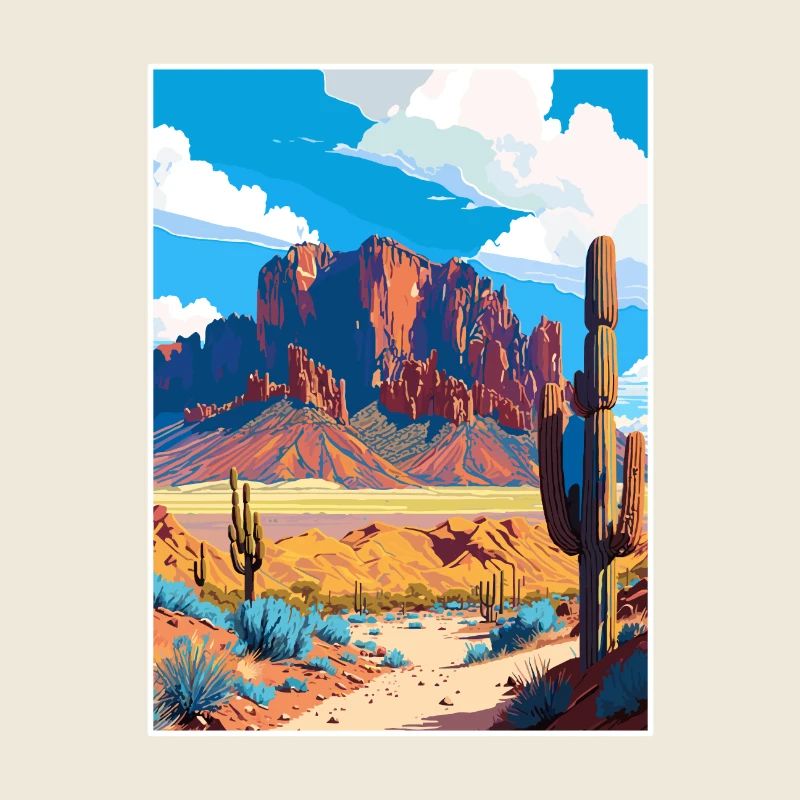 Superstition Mountains Arizona affiche de voyage