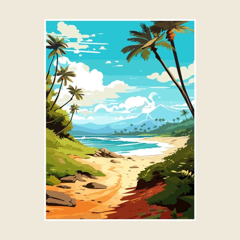 Hapuna Beach Hawaï Vintage voyage affiche Souvenir