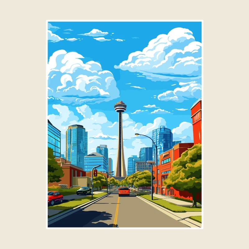 Calgary, Canada, Affiche de voyage vintage, WPA, Souvenir