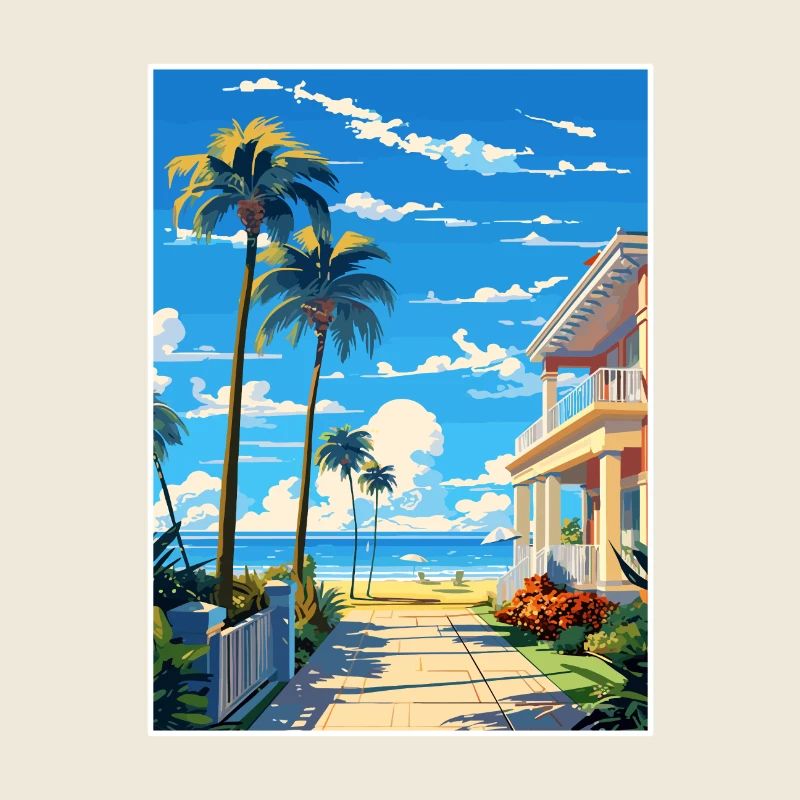Vero Beach Floride Vintage voyage affiche Souvenir
