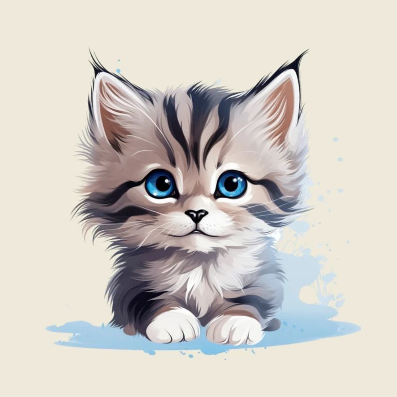Beau chat aux yeux bleus couché
