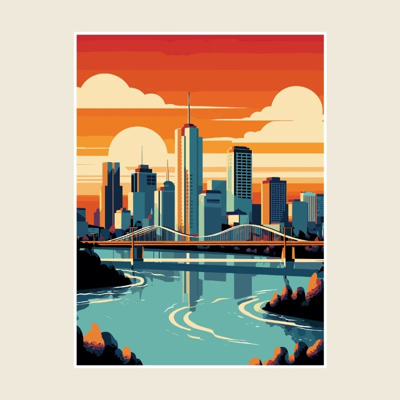 Brisbane Australie Vintage voyage affiche Souvenir
