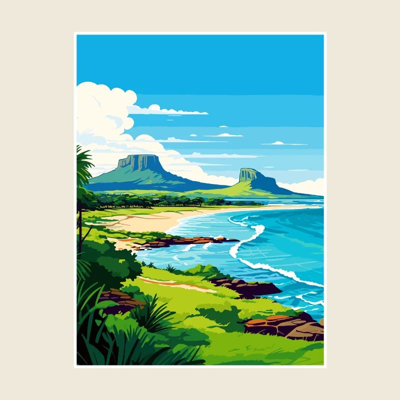 Ile Maurice Afrique de l’Est Vintage Voyage Affiche WPA