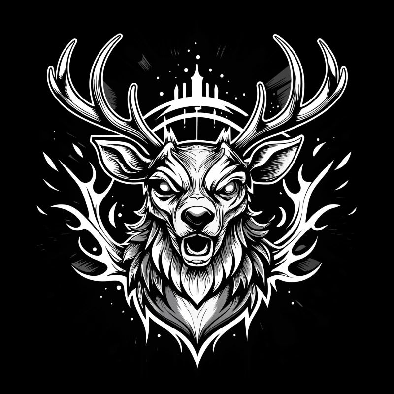 deer black and white