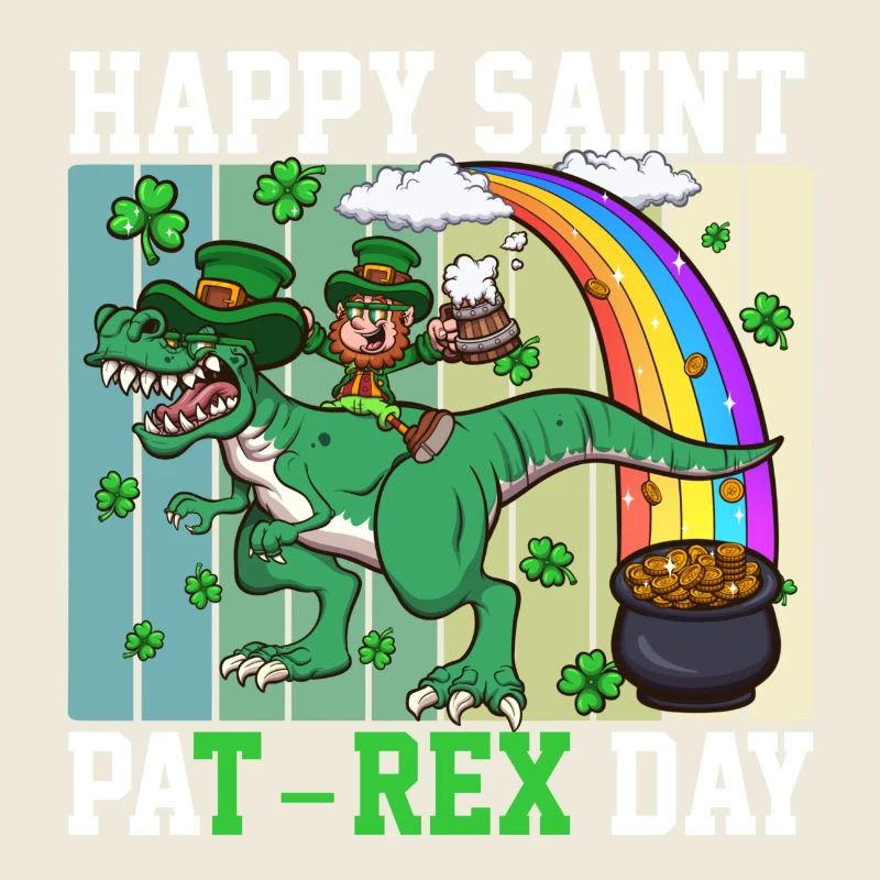 Glücklicher St. Pat-Rex-Tag Kobold mit T-Rex