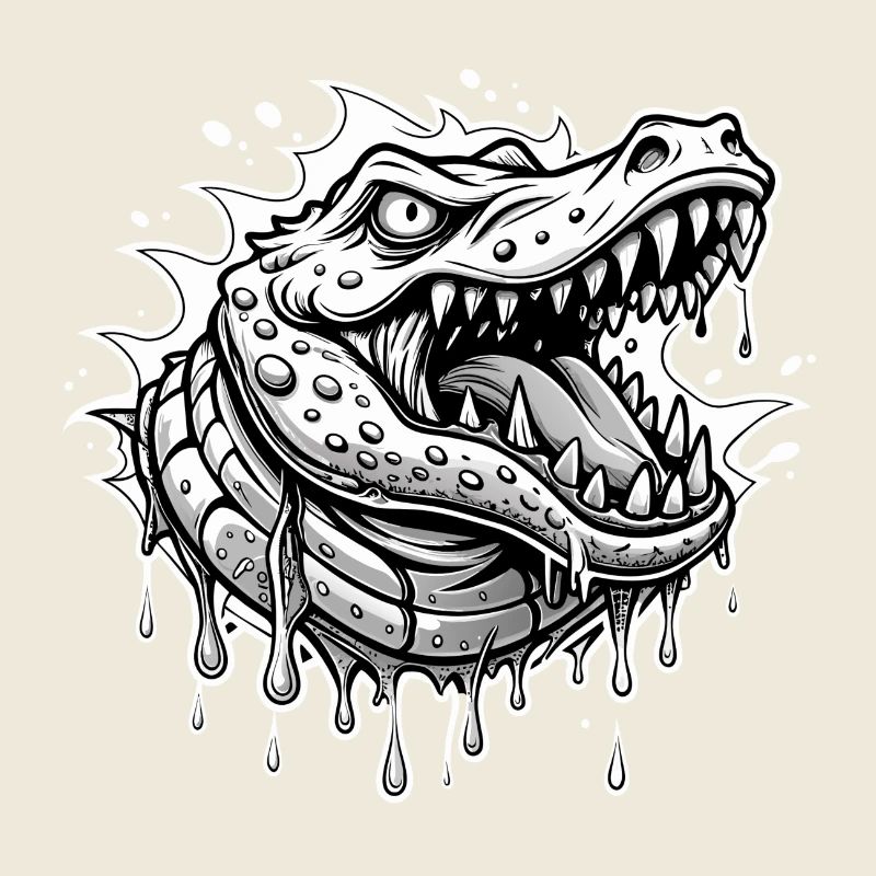 crocodile black and wihte