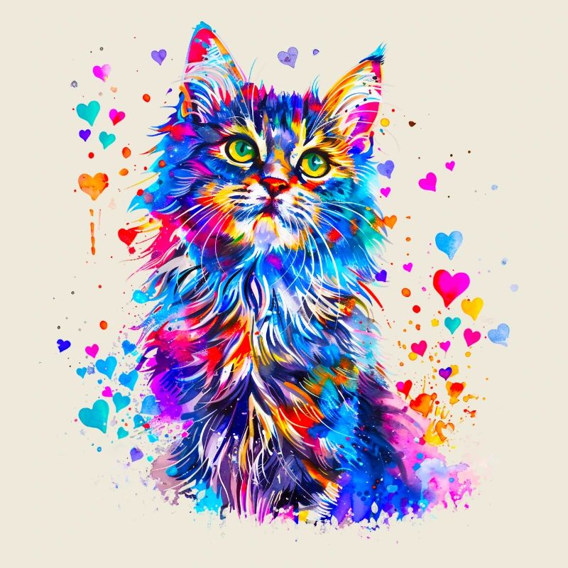 Chat mignon avec des coeur