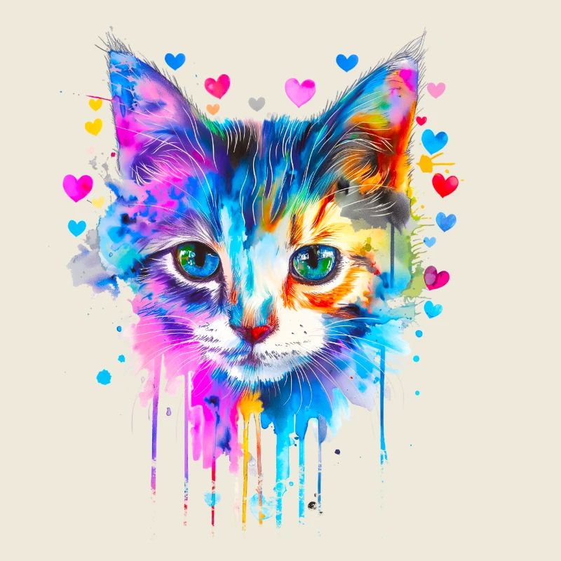 chat, chaton avec des cœurs