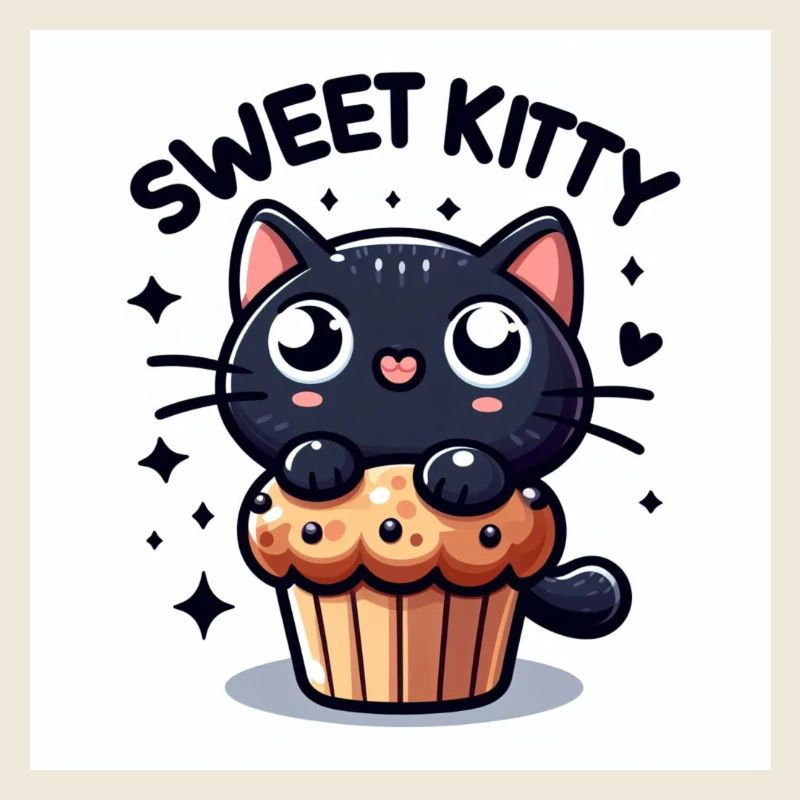 Sweet Kitty Black with Muffin and Font