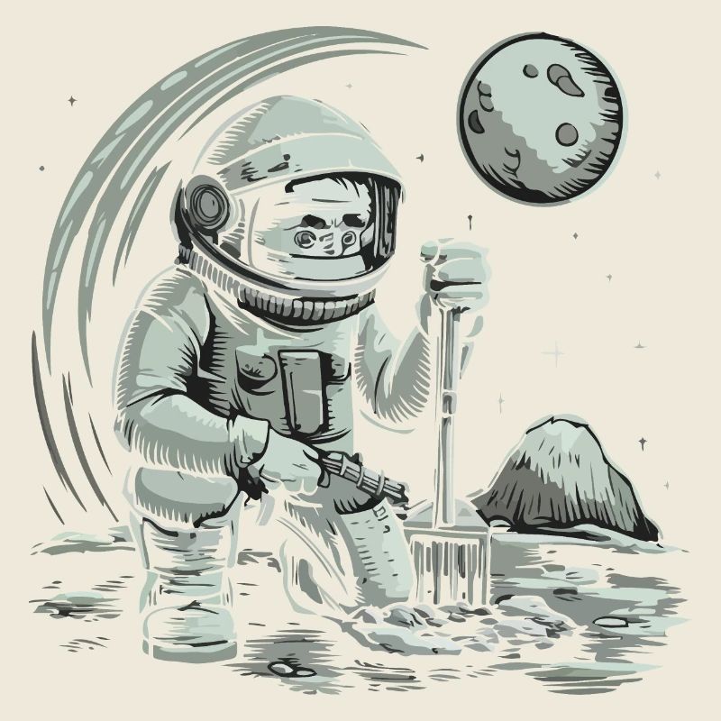 Astronot gräbt den Mond