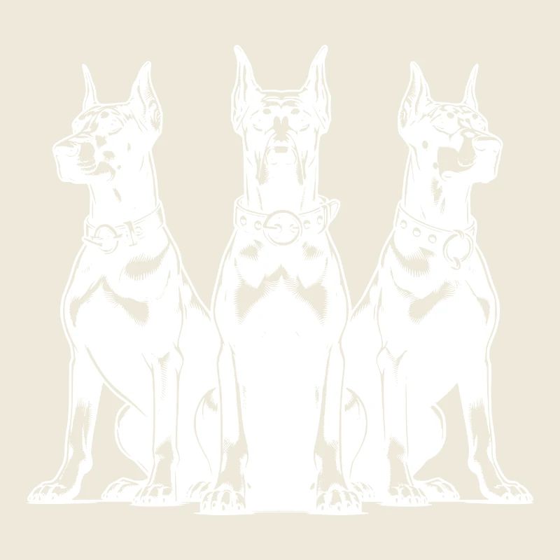 Drei wachsame Dobermänner Hunde