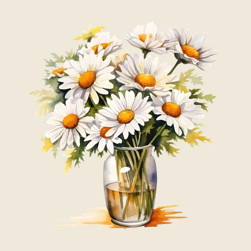 Spring’s Embrace: Hand-Painted Daisy Bouquet Tee