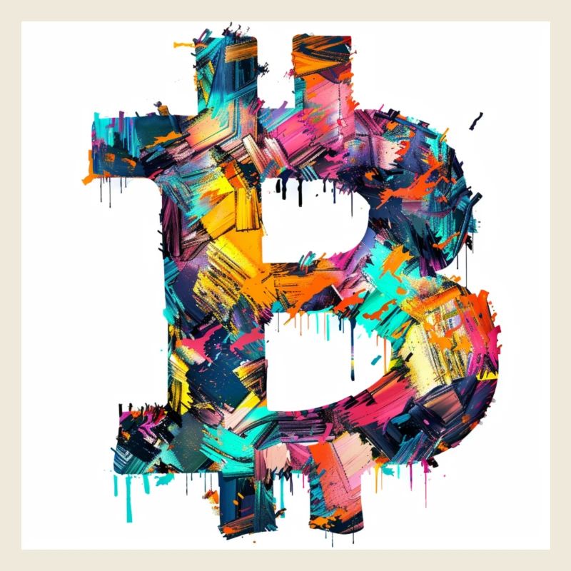 BTC Logo bunt Bitcoin kunst farbe Crypto