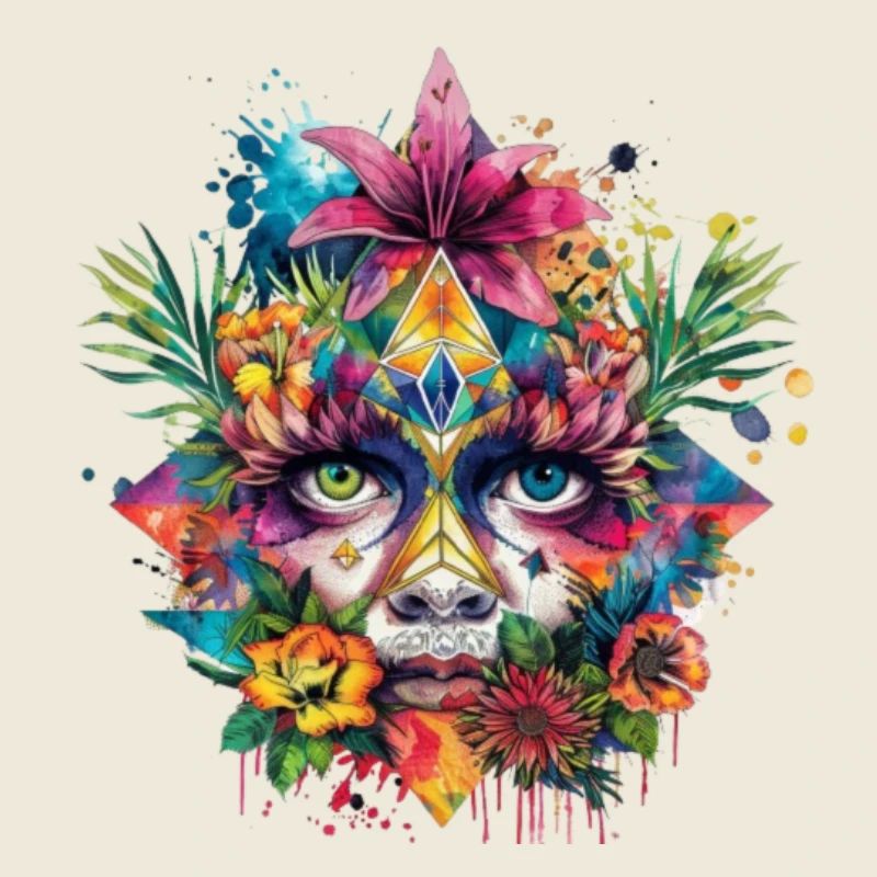 Crypto BTC ETH Bitcoin Art Face Colorful