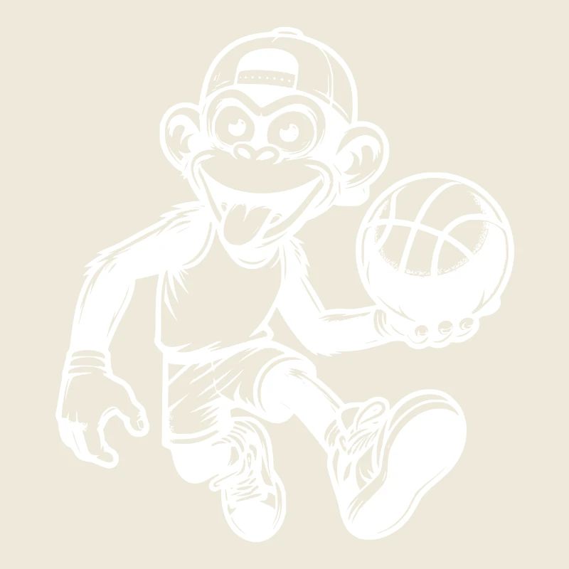 Basketball monkey coach with ball and cap