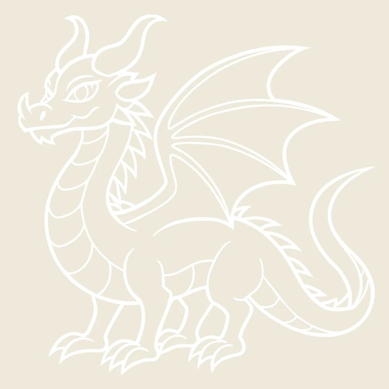 Ein Drache in weißen Linien