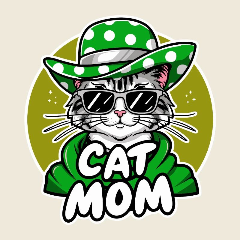 Cat Mom Lustige Katze mit Sonnenbrille und Kleider