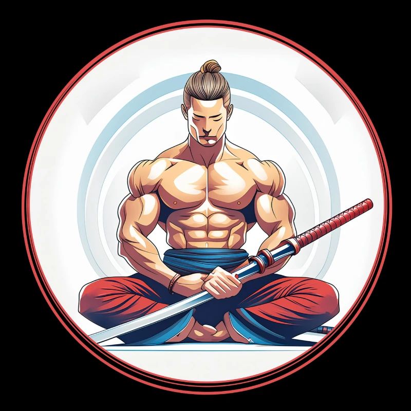 Meditierender Samurai mit Katana