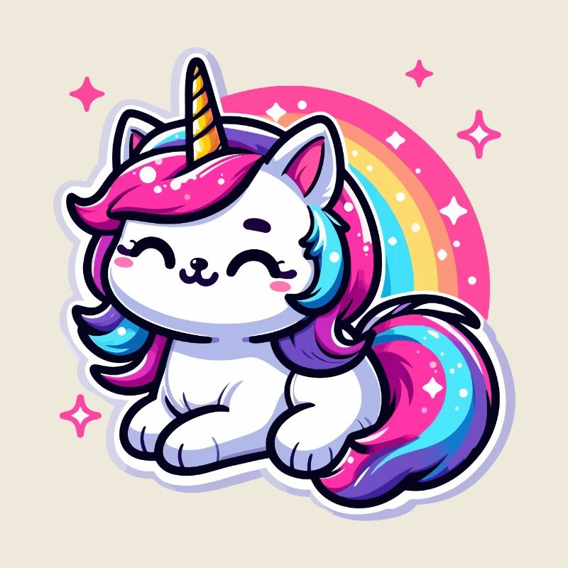Chat licorne arc-en-ciel