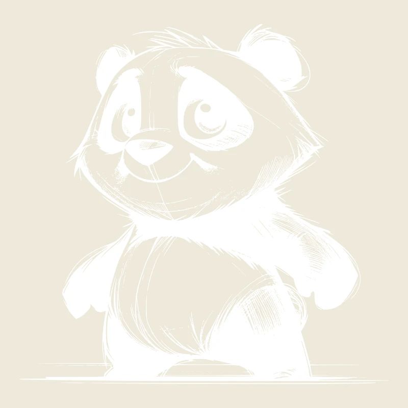 Cute Panda Baby Bear with Big Eyes Sketch