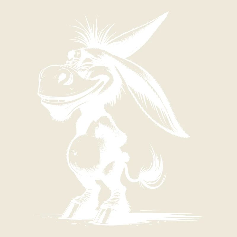 Smiling Donkey Grinning Long-Eared Caricature