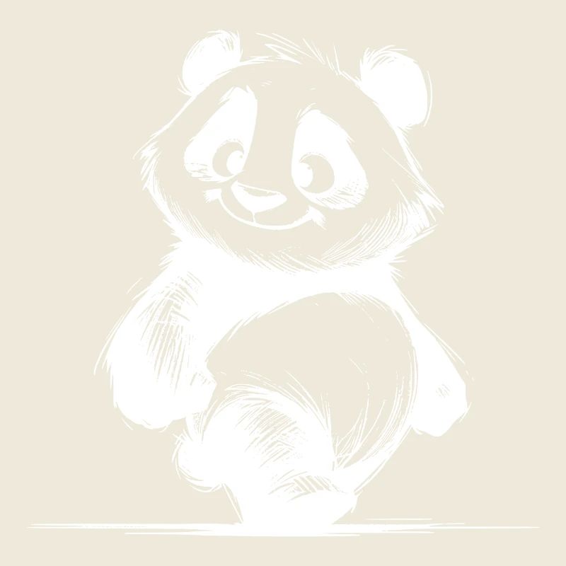 Cuddly Bear Kids Panda Baby Pencil Sketch