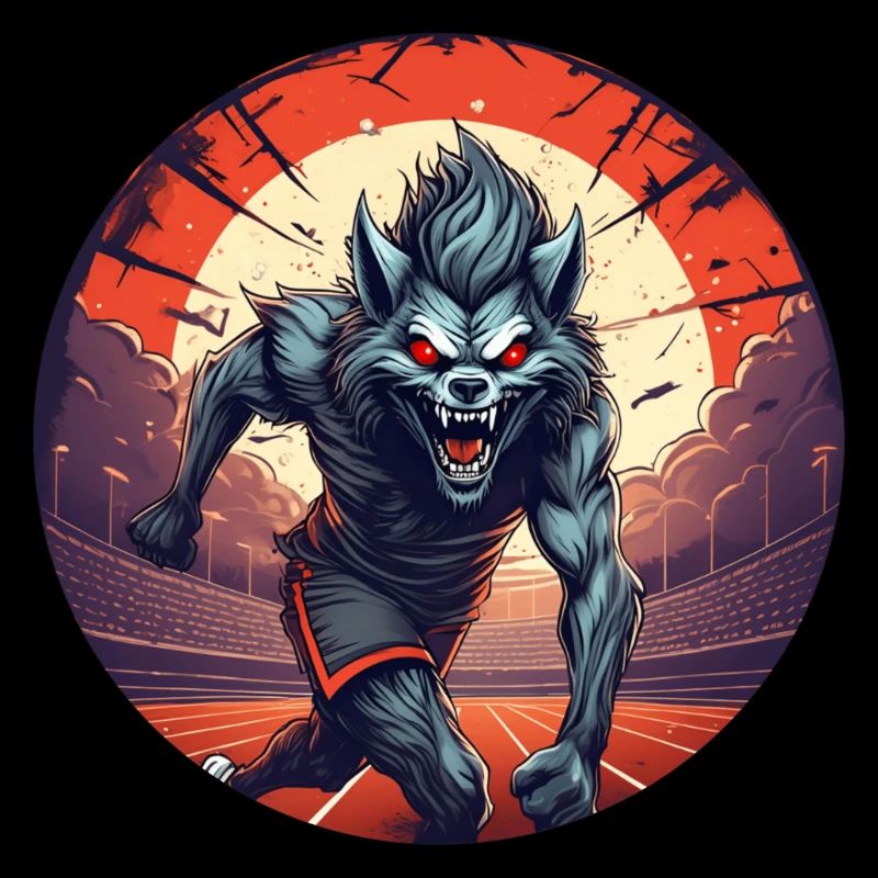 Creepy Halloween party costume werewolf running