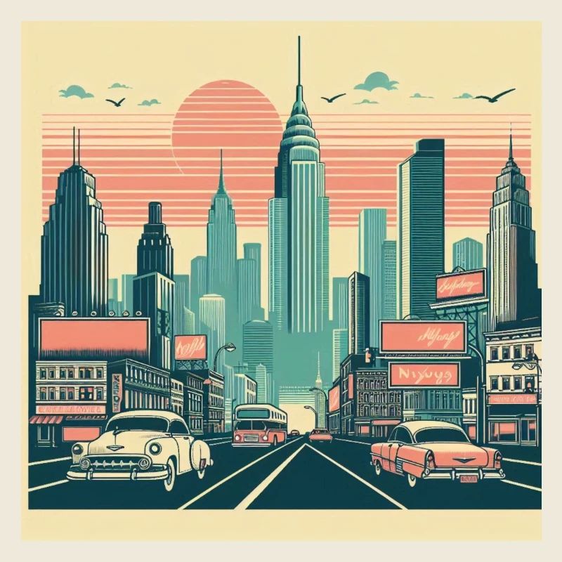 Retro City Sunrise