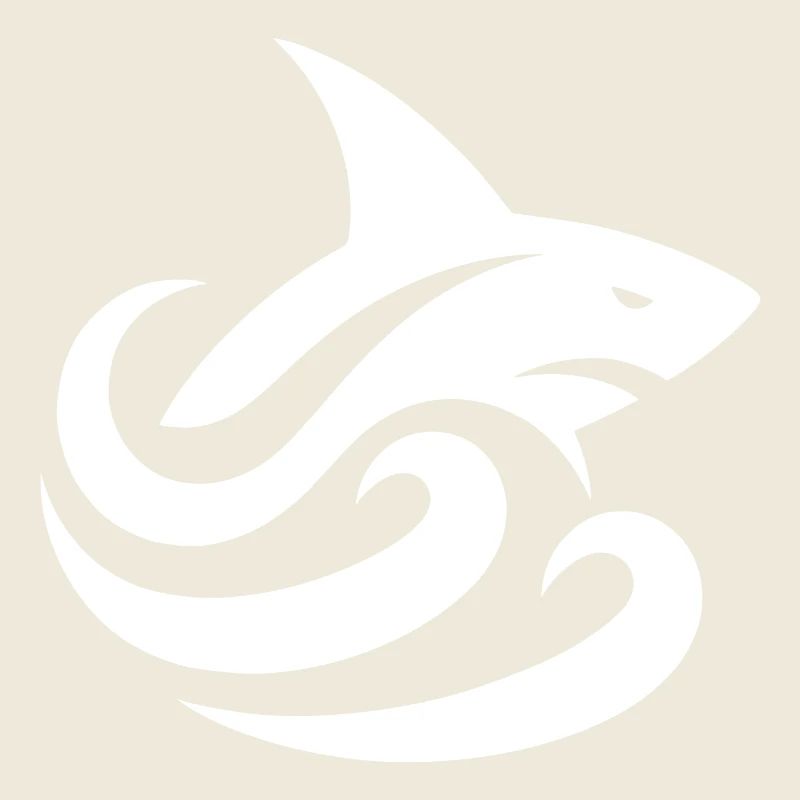 Shark in Waves Tattoo Logo Style
