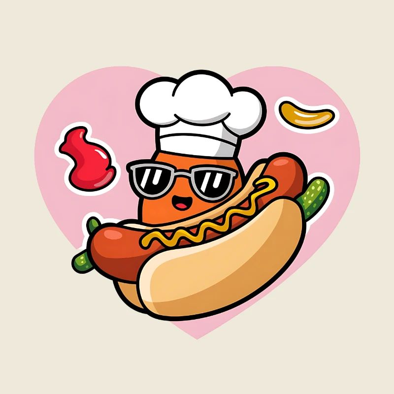 Cute kawaii hot dog
